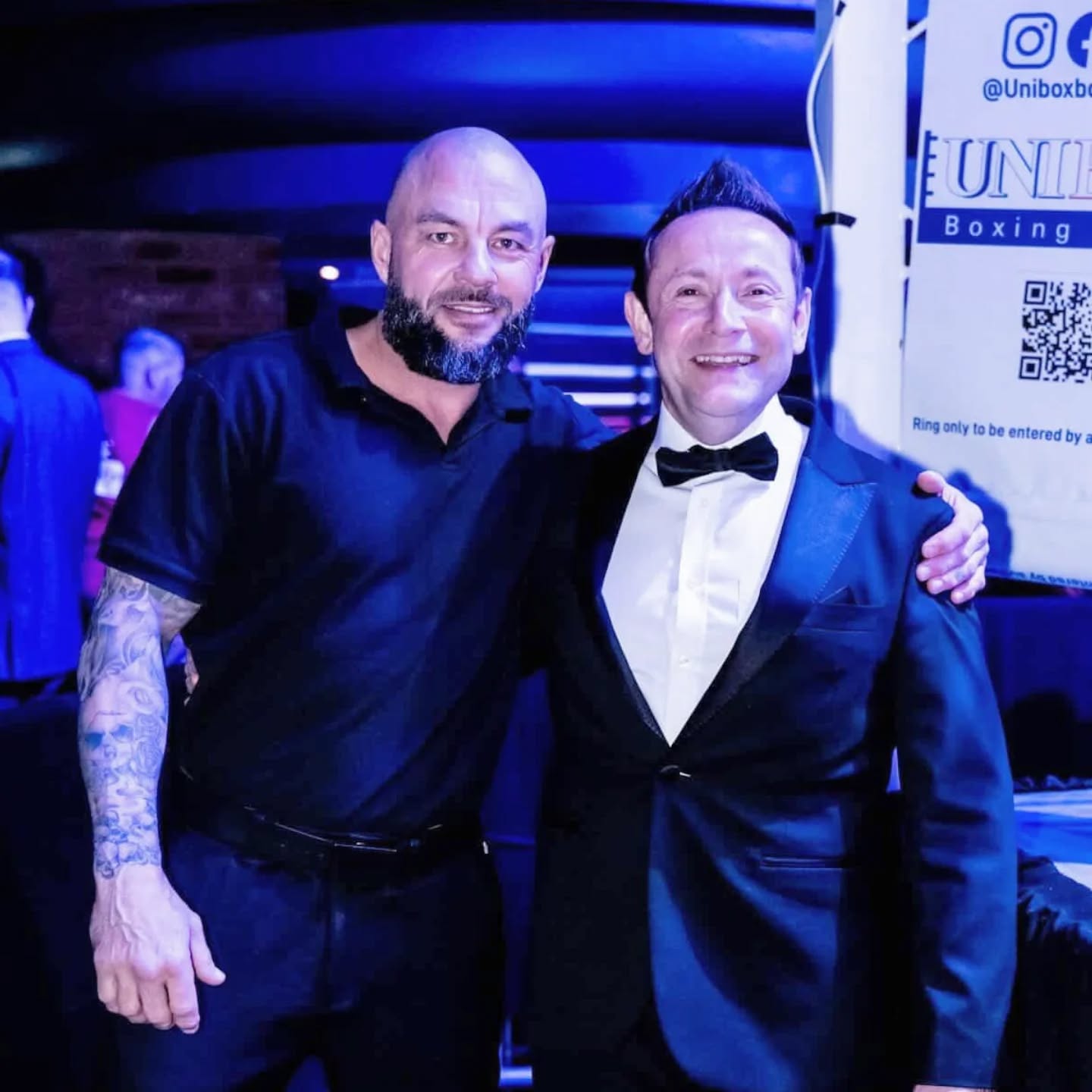 Nick Mummery with a combat sports referee at a Unibox event